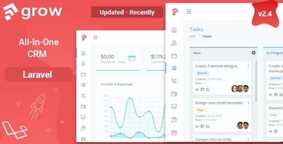 Grow CRM v2.5– Laravel Project Management PHP Script